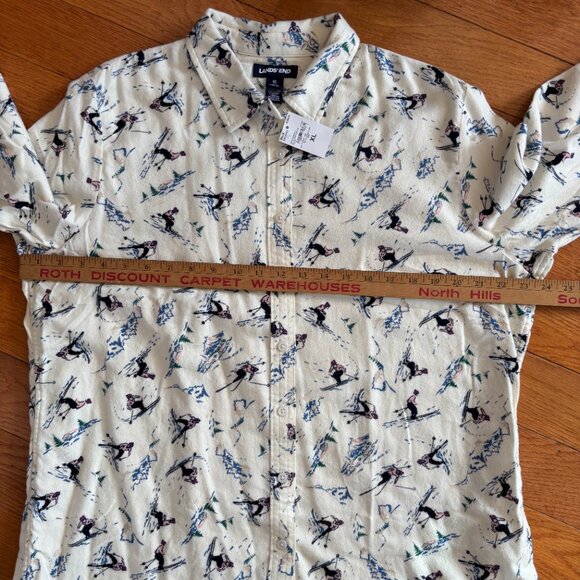 NEW Lands End Flannel Boyfriend Shirt Womens XL Skiers Snow Winter Skiing Cotton - Picture 7 of 8